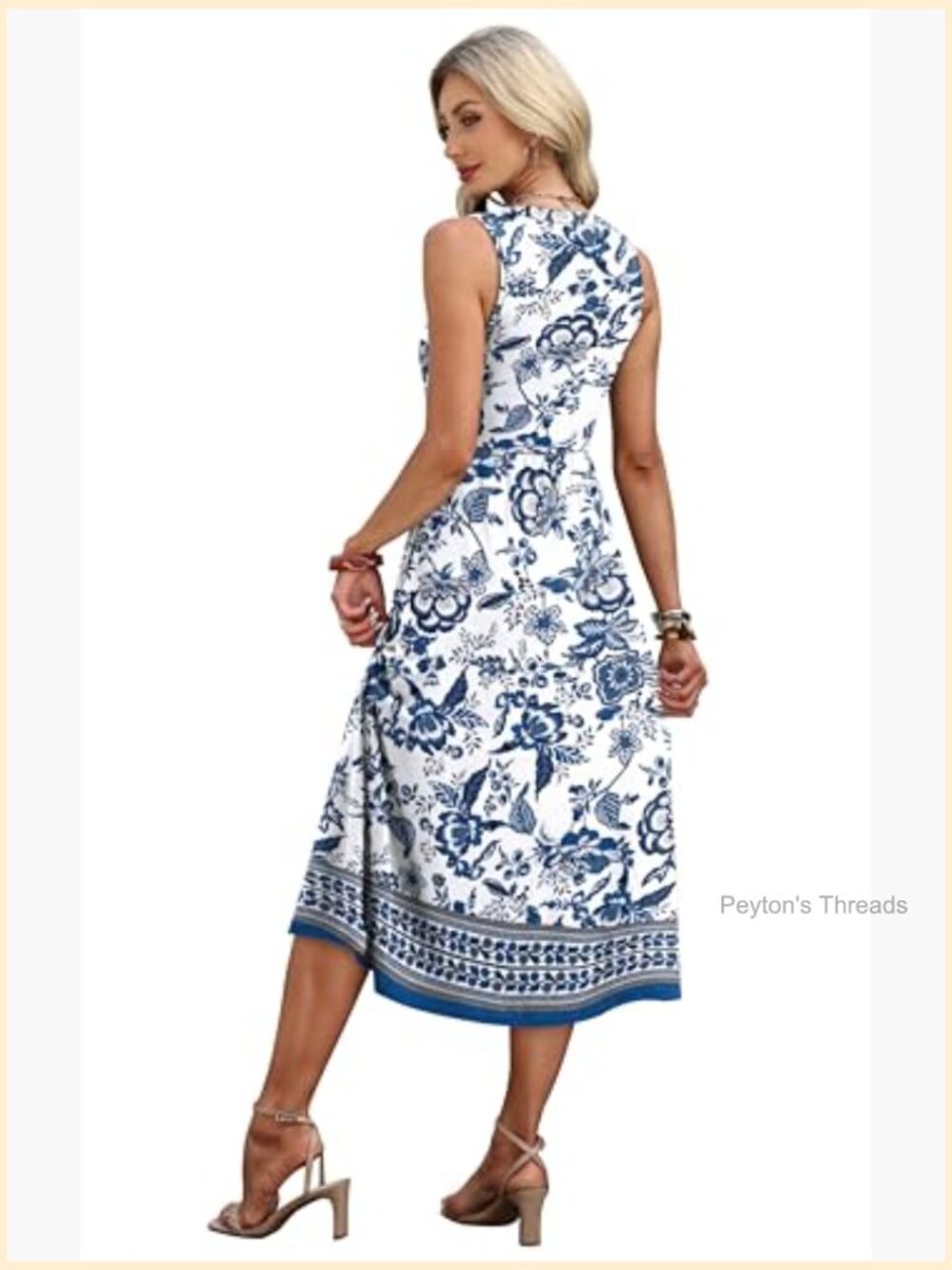 V-Neck Button Up Midi Dress with Pockets Sleeveless - Picture 5 of 7